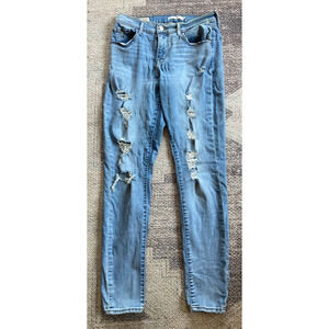 Levis Jeans Womens Size 29 Distressed Blue‎ Denim Pants Curvy Skinny